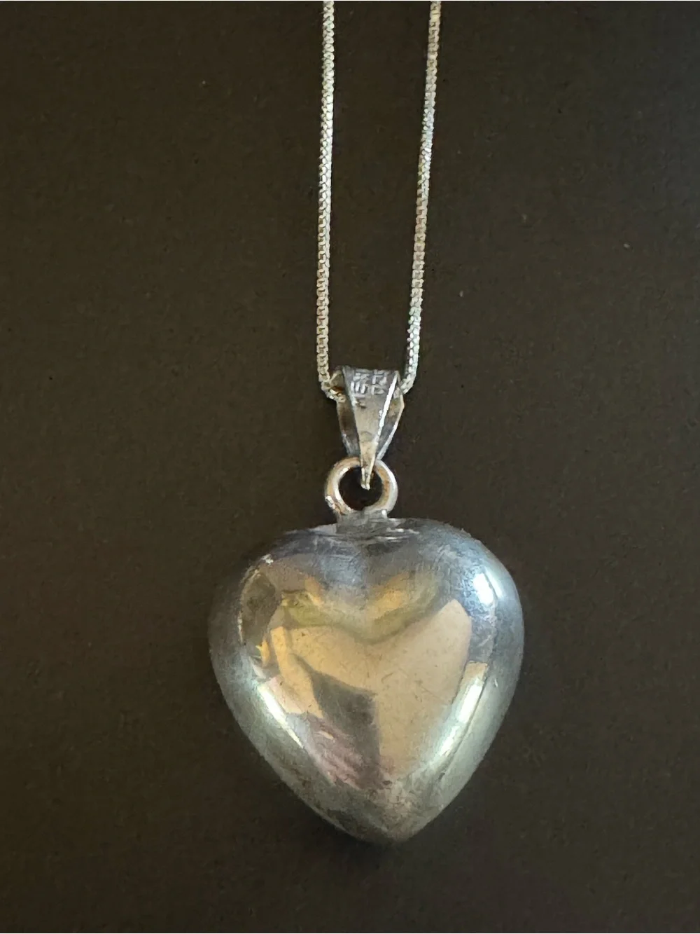 Vintage Mexico 925 Sterling Silver Puffy Jingle Heart Pendant Necklace